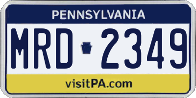 PA license plate MRD2349
