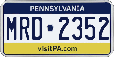 PA license plate MRD2352
