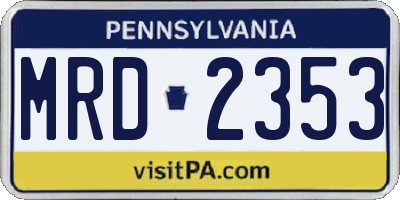 PA license plate MRD2353