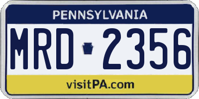 PA license plate MRD2356