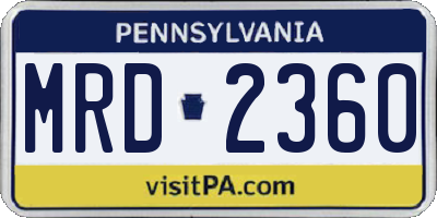 PA license plate MRD2360