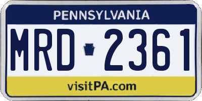 PA license plate MRD2361