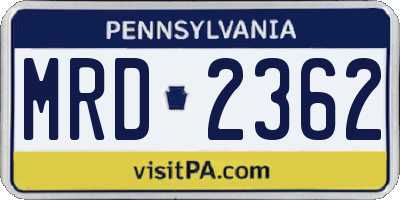 PA license plate MRD2362