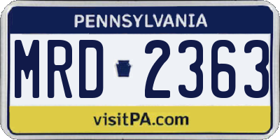 PA license plate MRD2363