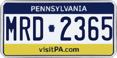 PA license plate MRD2365