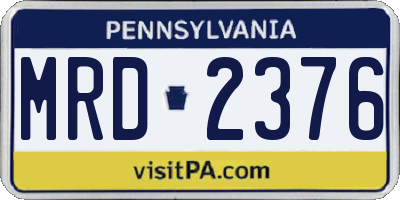 PA license plate MRD2376