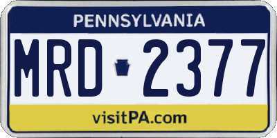 PA license plate MRD2377