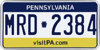 PA license plate MRD2384