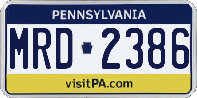 PA license plate MRD2386