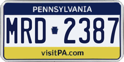 PA license plate MRD2387