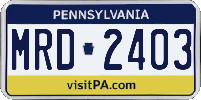 PA license plate MRD2403