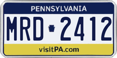 PA license plate MRD2412