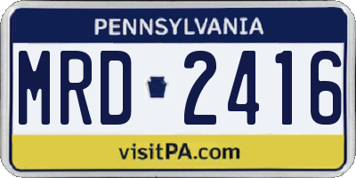 PA license plate MRD2416
