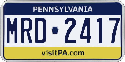PA license plate MRD2417