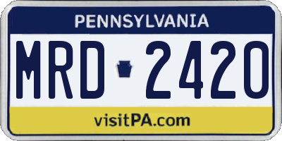 PA license plate MRD2420