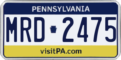 PA license plate MRD2475
