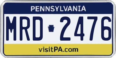 PA license plate MRD2476