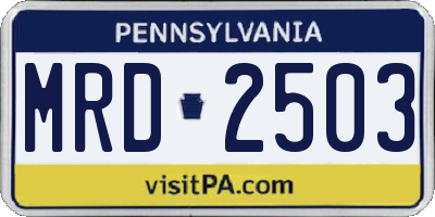 PA license plate MRD2503