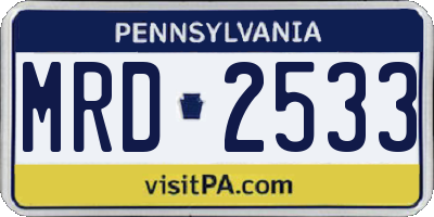 PA license plate MRD2533