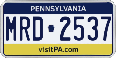 PA license plate MRD2537