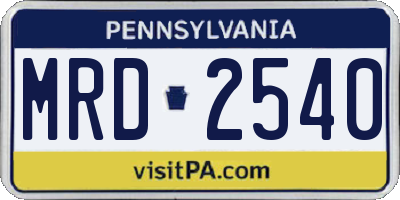 PA license plate MRD2540