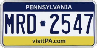 PA license plate MRD2547
