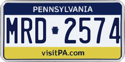 PA license plate MRD2574