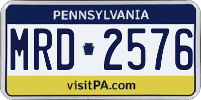 PA license plate MRD2576