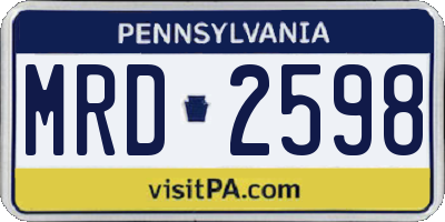 PA license plate MRD2598