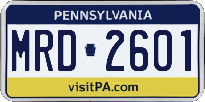 PA license plate MRD2601