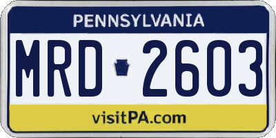 PA license plate MRD2603