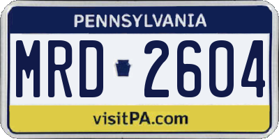 PA license plate MRD2604