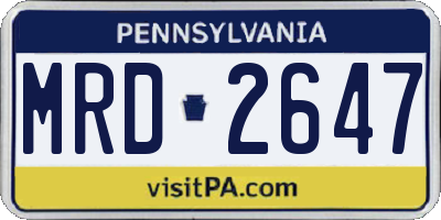 PA license plate MRD2647