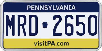 PA license plate MRD2650
