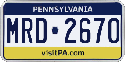 PA license plate MRD2670