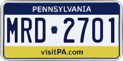 PA license plate MRD2701