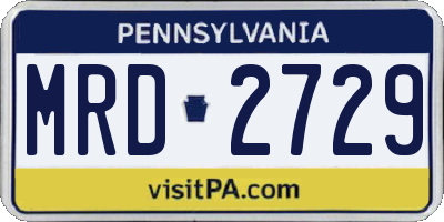 PA license plate MRD2729