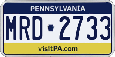 PA license plate MRD2733