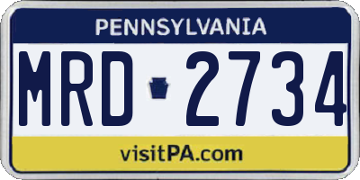 PA license plate MRD2734