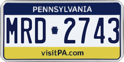PA license plate MRD2743