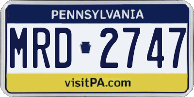 PA license plate MRD2747