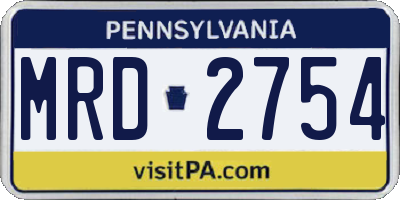 PA license plate MRD2754