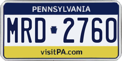 PA license plate MRD2760