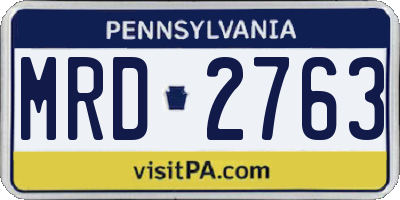PA license plate MRD2763
