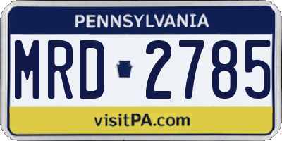 PA license plate MRD2785