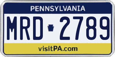 PA license plate MRD2789