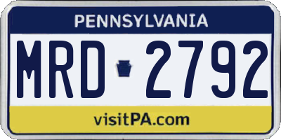 PA license plate MRD2792