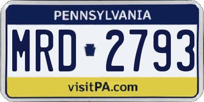 PA license plate MRD2793