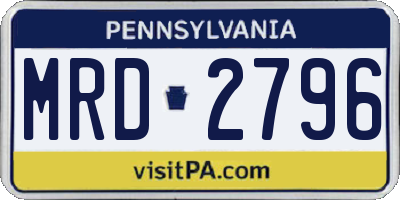 PA license plate MRD2796