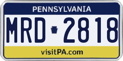 PA license plate MRD2818